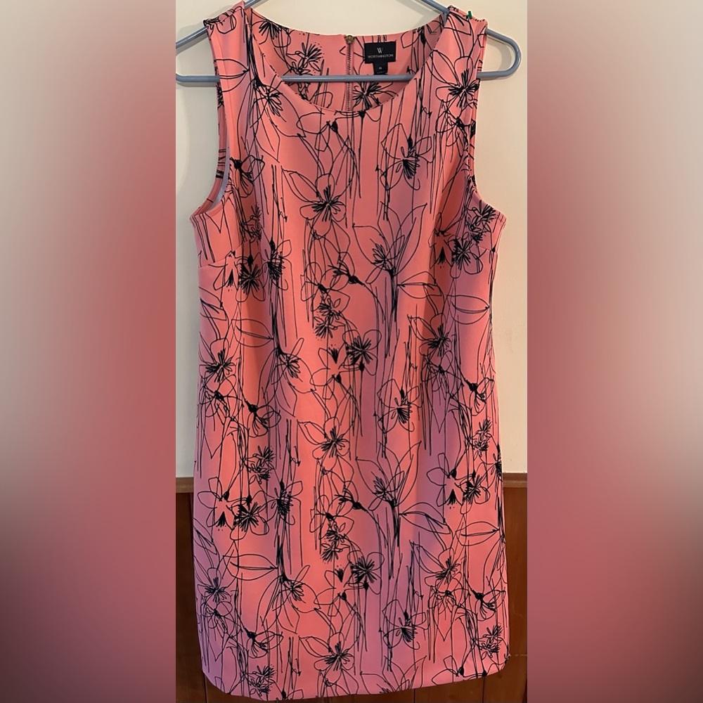WORTHINGTON, size MEDIUM, coral with black flowers (drawn design) dress.